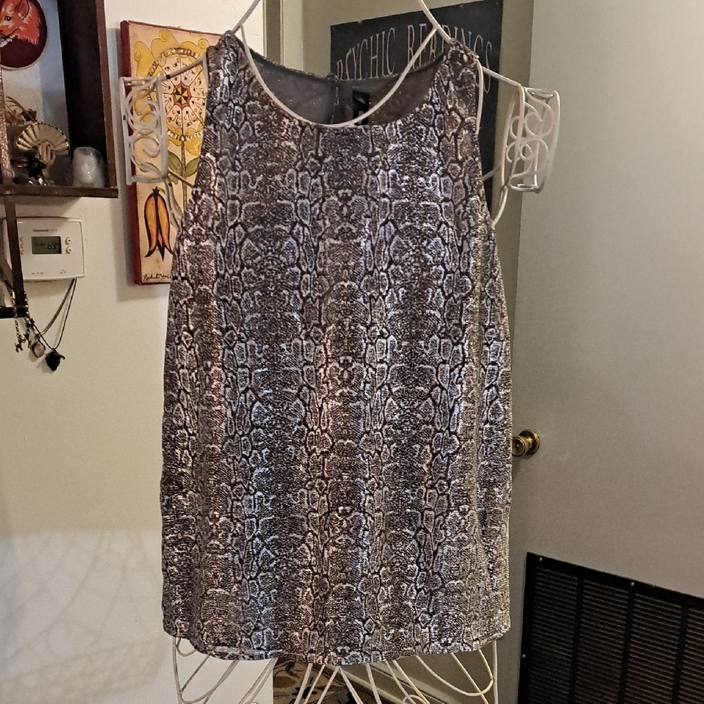 Design Lab Metallic Snakeskin Print Tank, S
